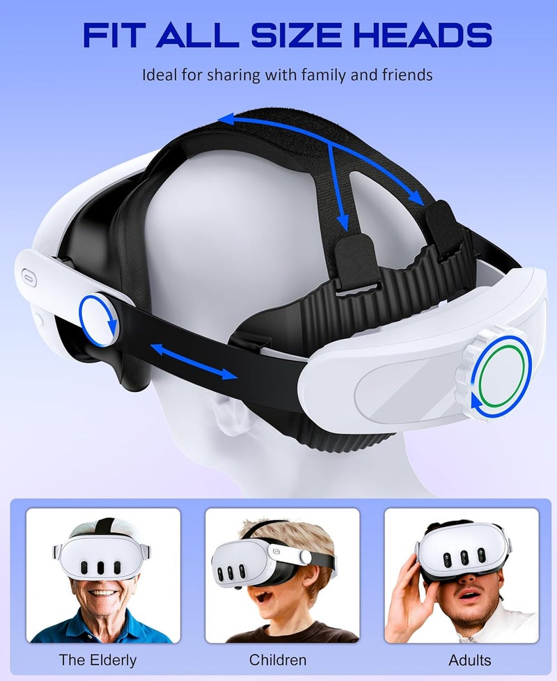 NinjaPlusOX VR Head Strap Compatible with Meta Quest 3/3S/2, Adjustable Elite Strap Replacement Intended for Quest 3 Head Strap, Enhanced VR Accessories Support Comfort Reduce Pressure Extend Playtime - Image 2